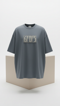Slate Oversized Tee With Woven Typography Label