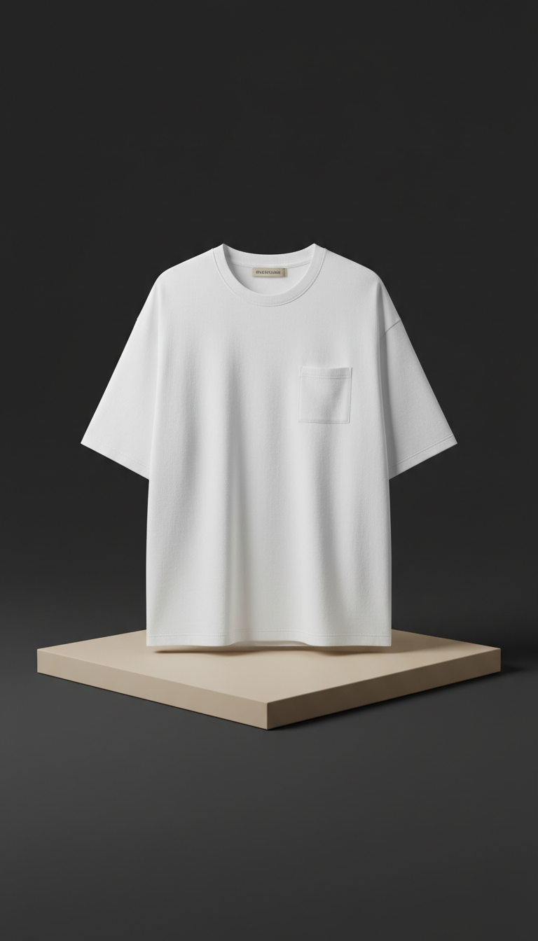 Snow White Boxy Fit Tee With Subtle Label