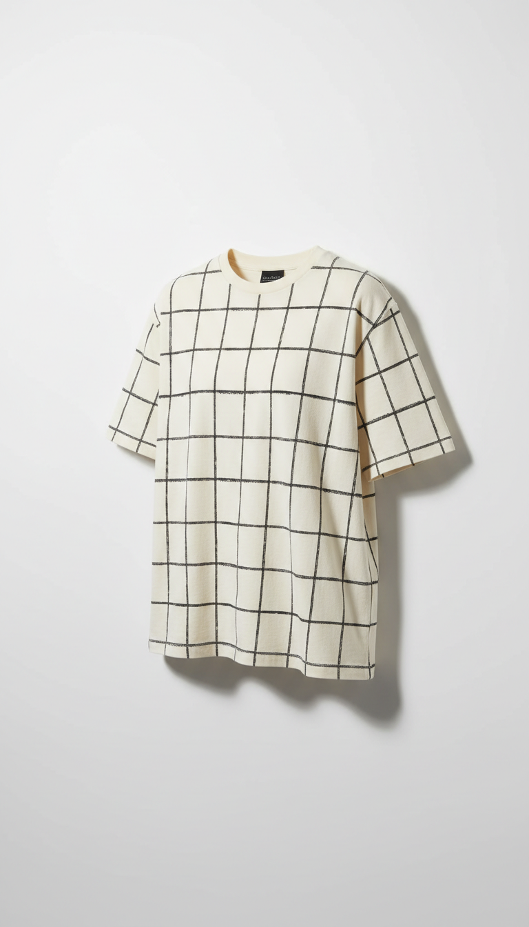 Ivory Sand Grid Graphic Tee